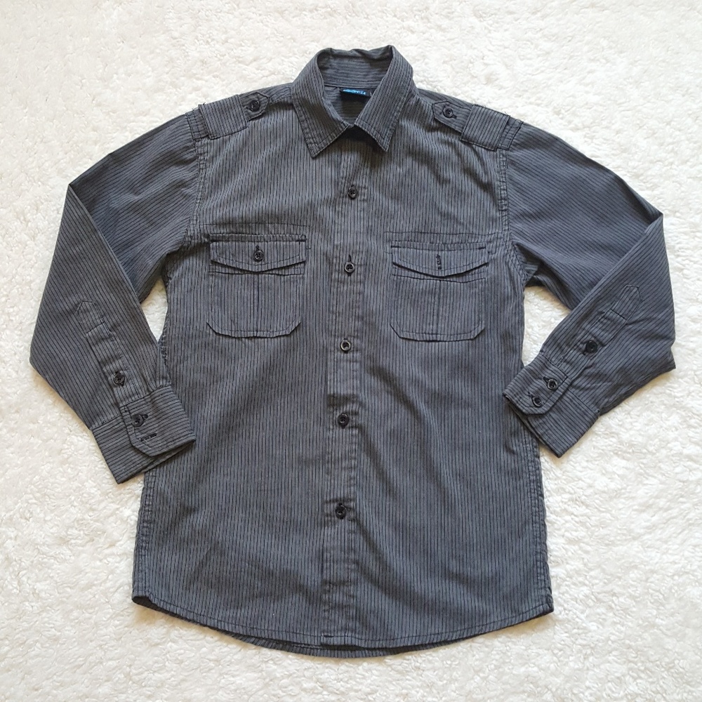 Burnside Button Front Shirt Pin Striped Boys Sz 8